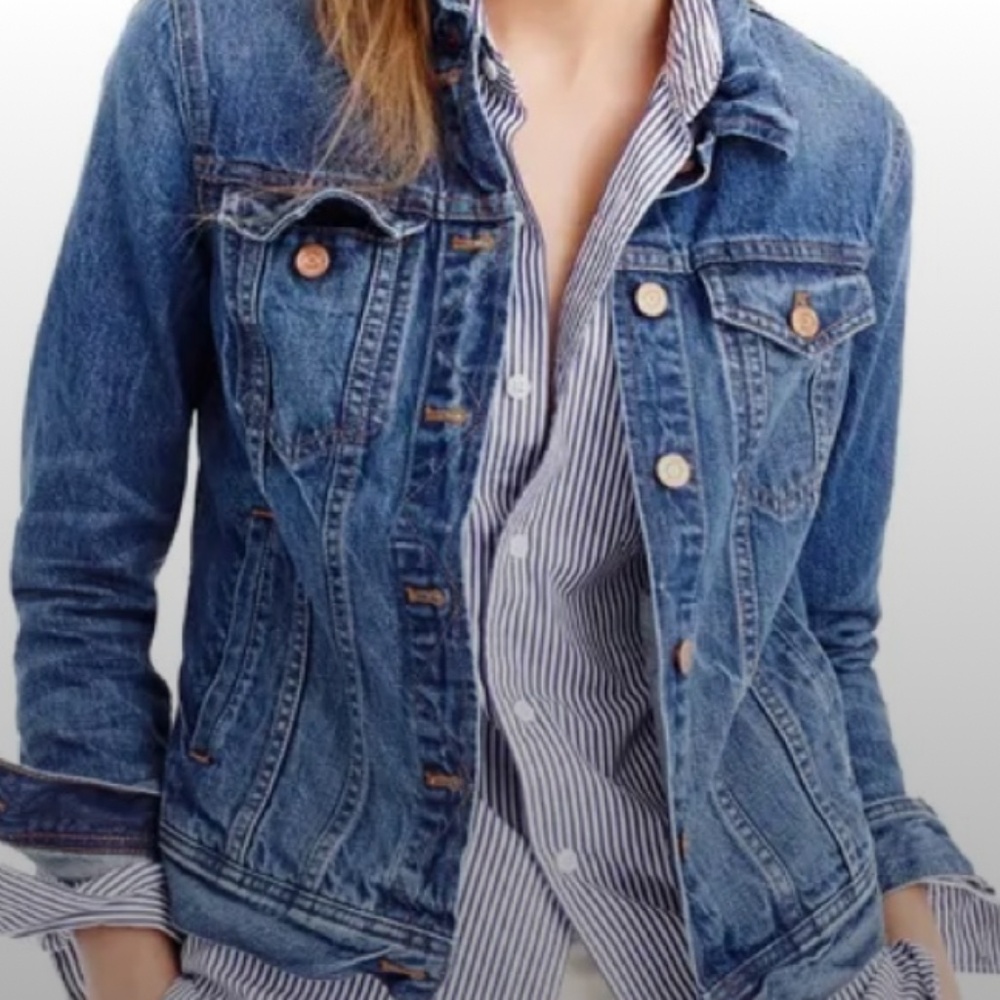 J. Crew Blue Denim Jacket with Copper Buttons